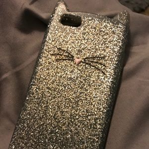 Kate Spade ♠️ Silver glitter Kitty iphone 6 case